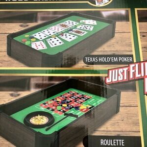 Casino table top Game Set with Poker and Roulette each separate game is 20x12x4